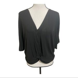 Lucky brand womens blouse short sleeve size medium knot tie on bottom wrap